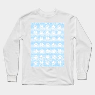 PUPPY Paw Print Blue Abstract Long Sleeve T-Shirt